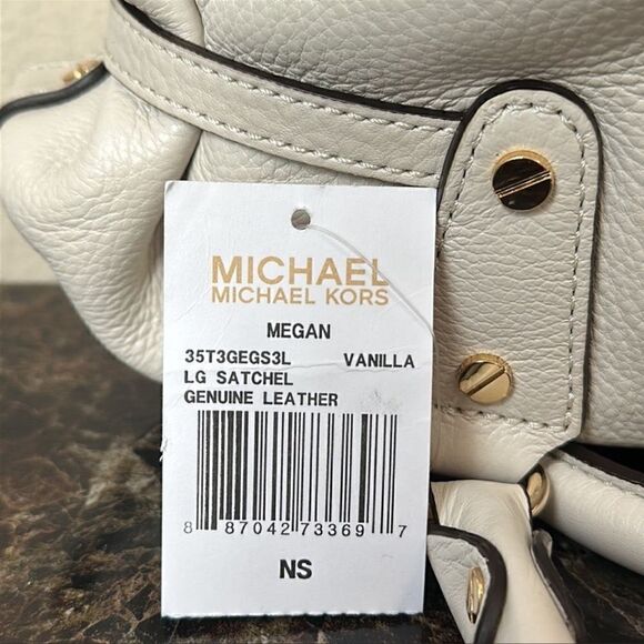 New Michael Kors Megan Large Vanilla Satchel Crossbody - Picture 9 of 16